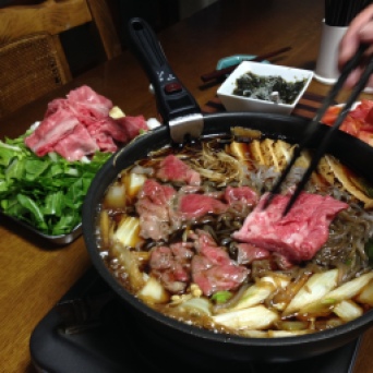 Hida-gyu: Sukiyak. Beef of Takayama, Japan 飛騨牛